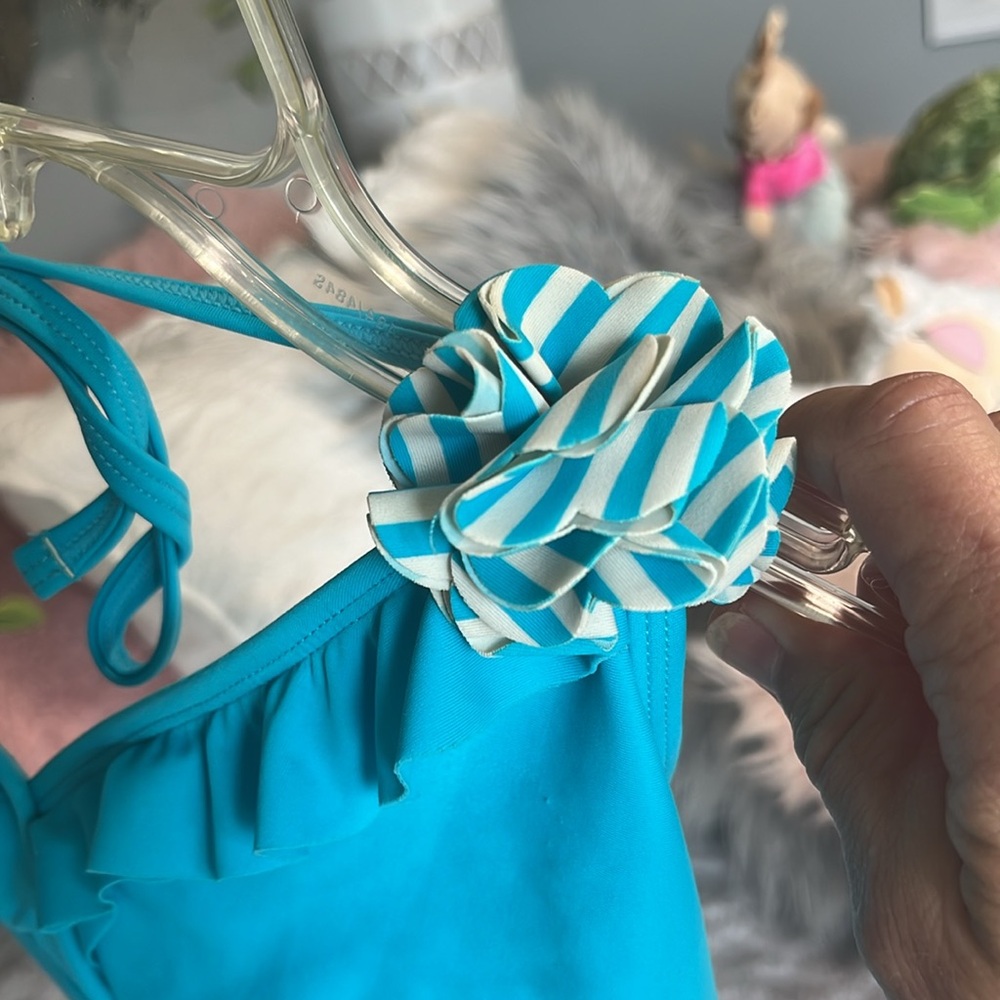 Turquoise Ruffled Bikini Top - Picture 4 of 6